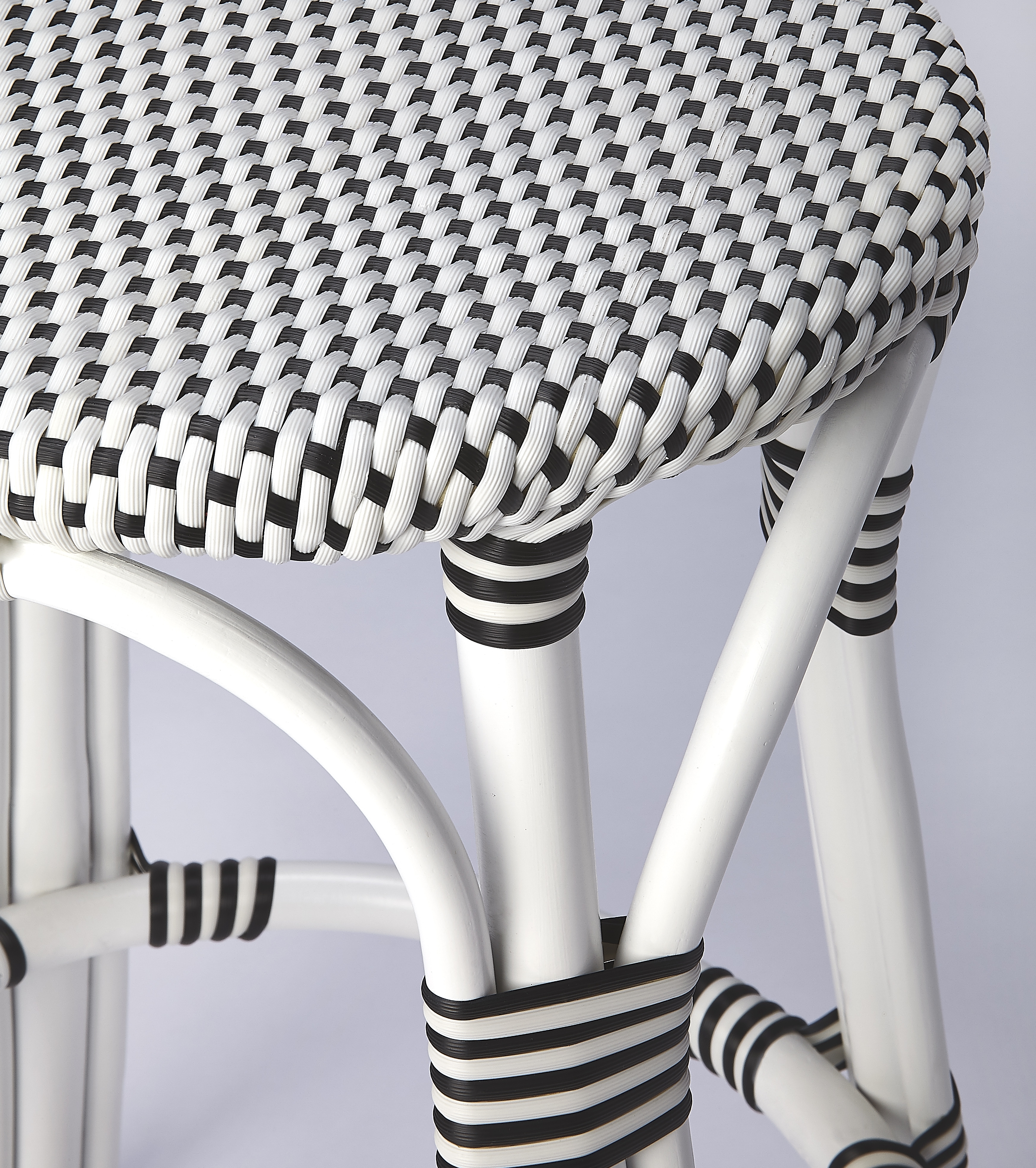 Tobias White/Black Dot / White Rattan Frame Counter Stool - Image 2