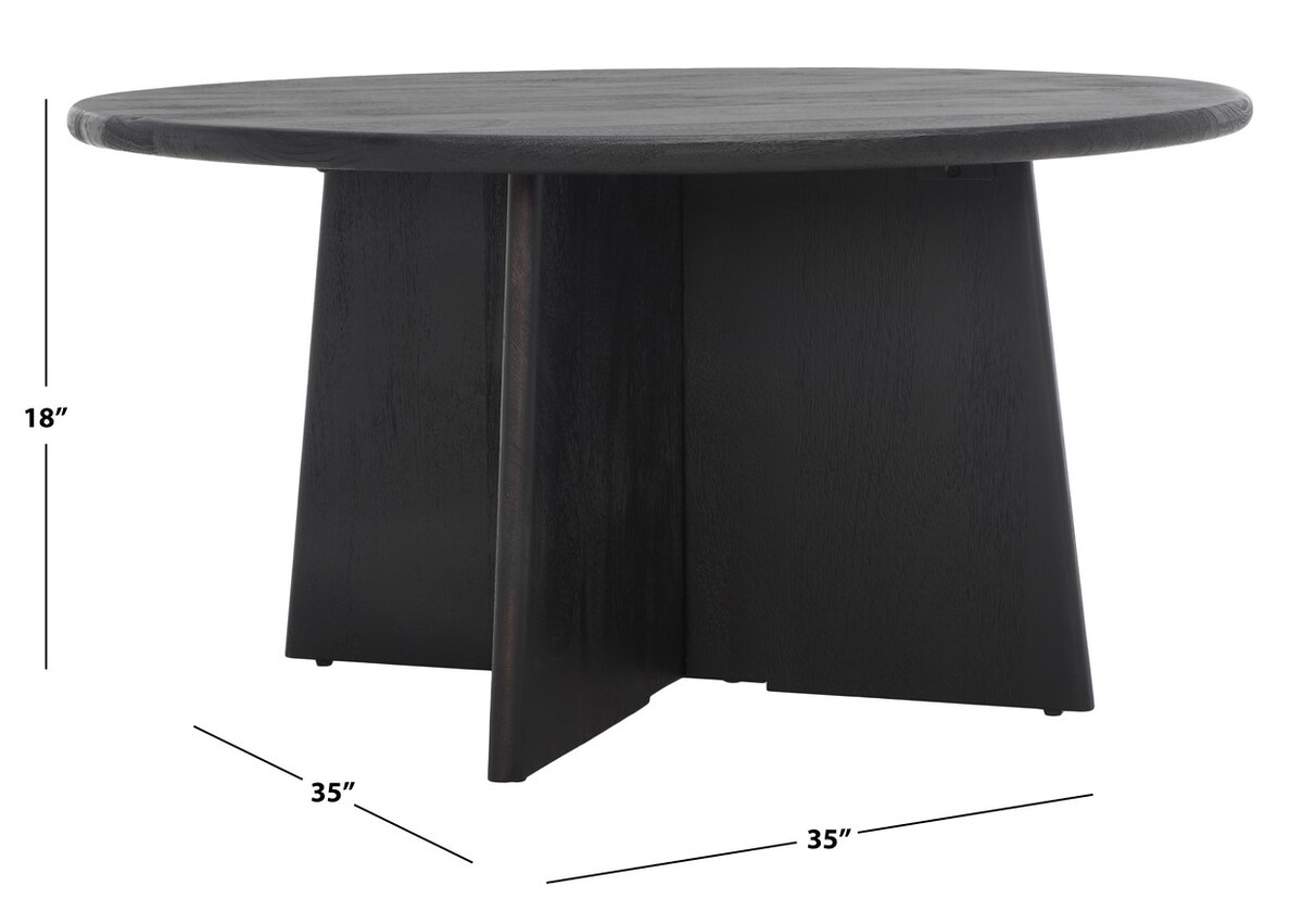 Madilynn Round Wood Coffee Table - Black - Image 7