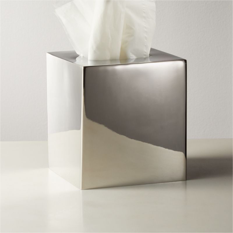 Elton Polished Stainless Steel Tissue Box Cover - Image 4