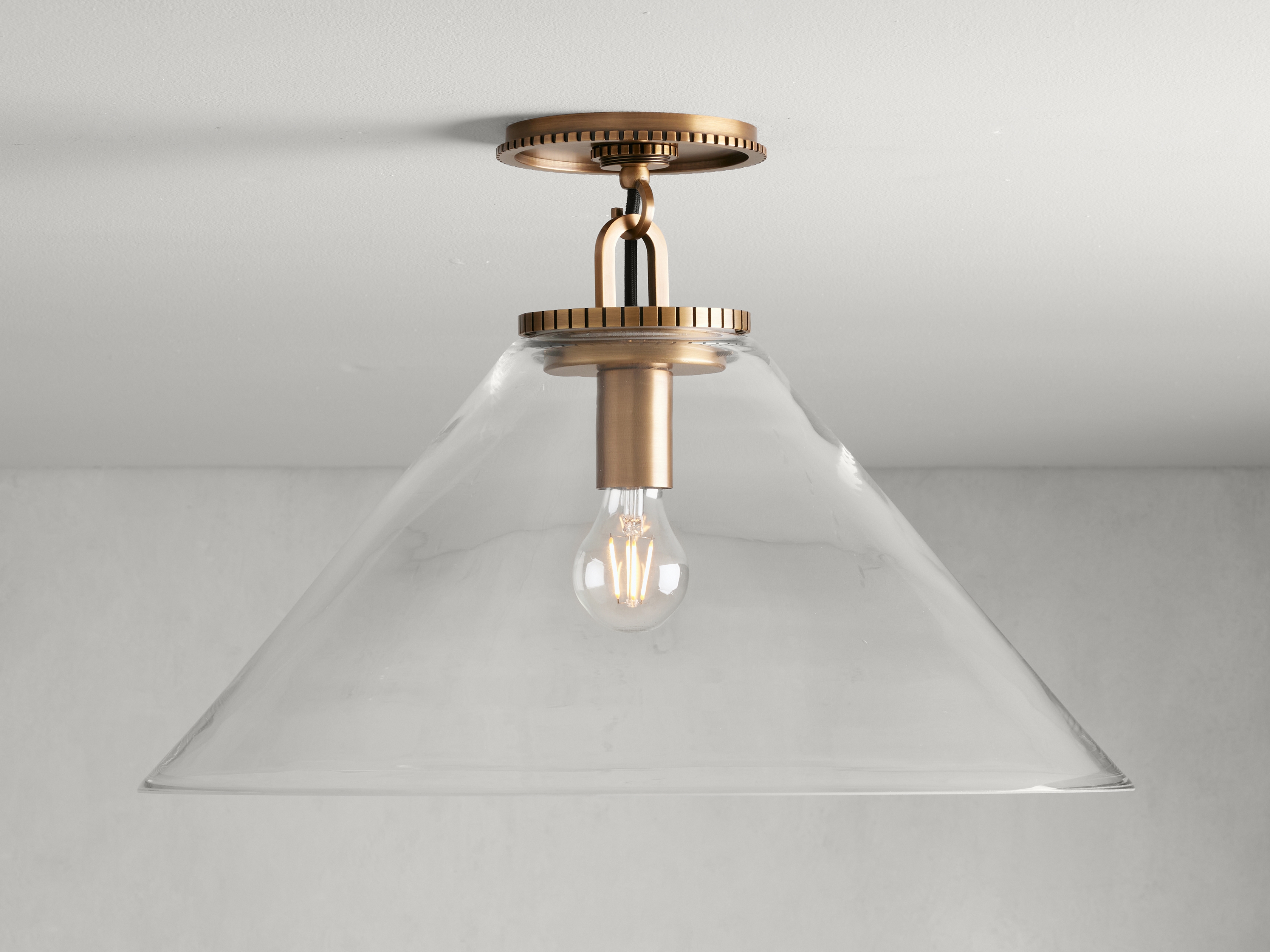 Wescott Cone Flush Mount in Glass Large Brass /Clear - Image 0