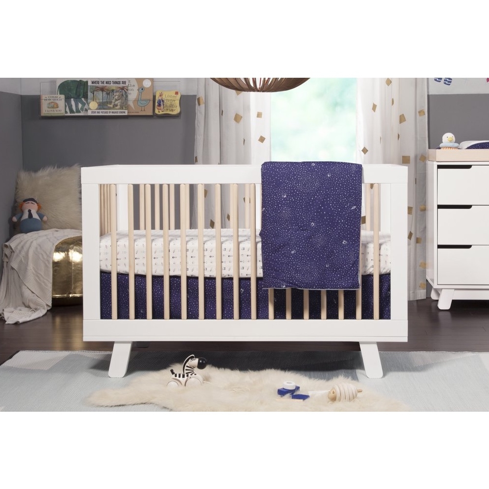Babyletto Hudson Mid Century Modern White Washed Brown Convertible Crib - Image 7