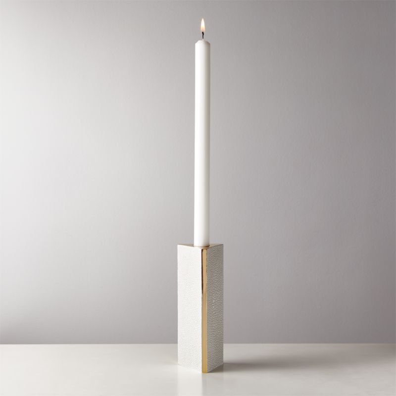 Shagreen Ivory Taper Candle Holder Large - Image 4