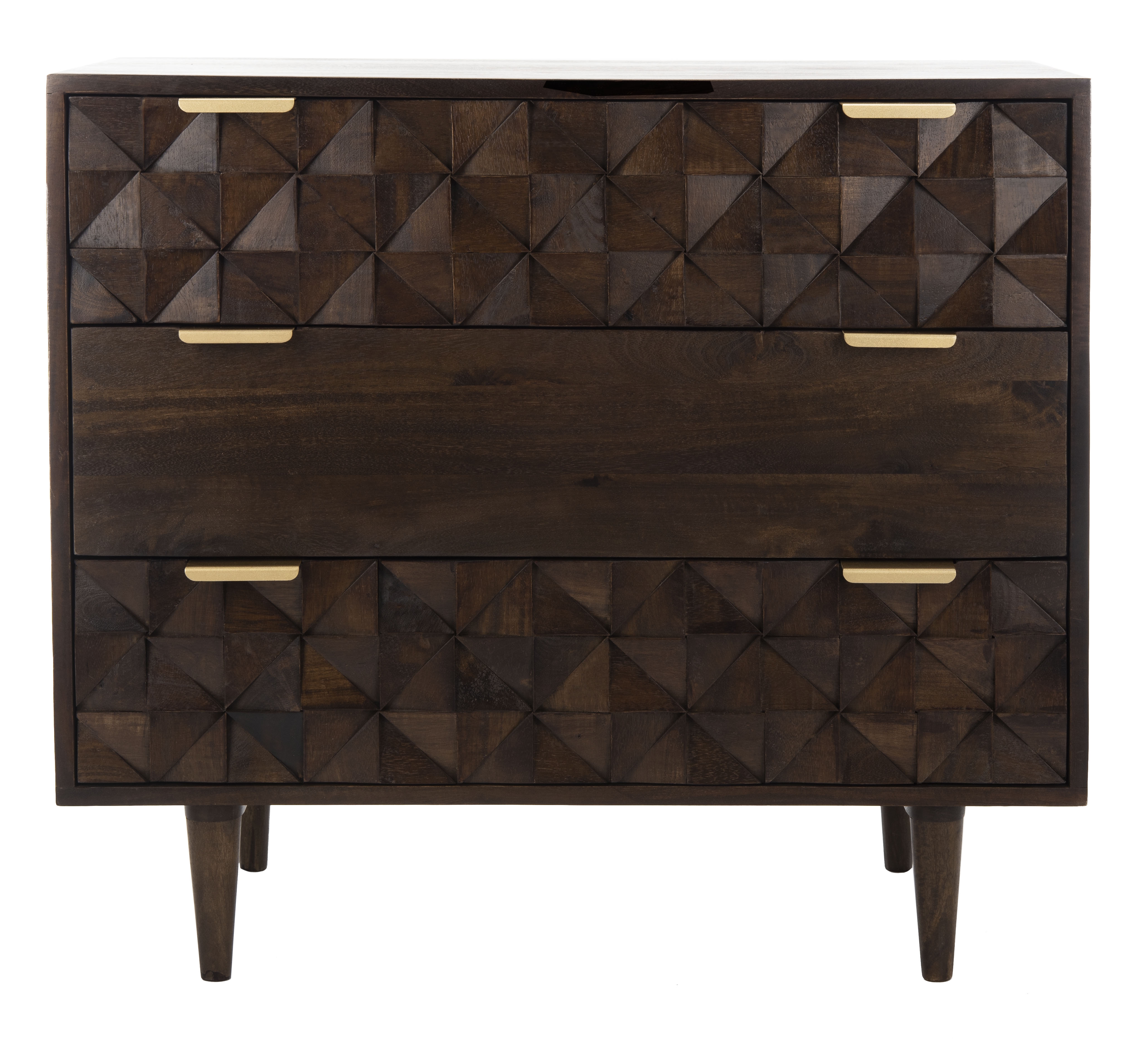 Zinnia 3 Drawer Chest - Walnut - Safavieh - Image 0