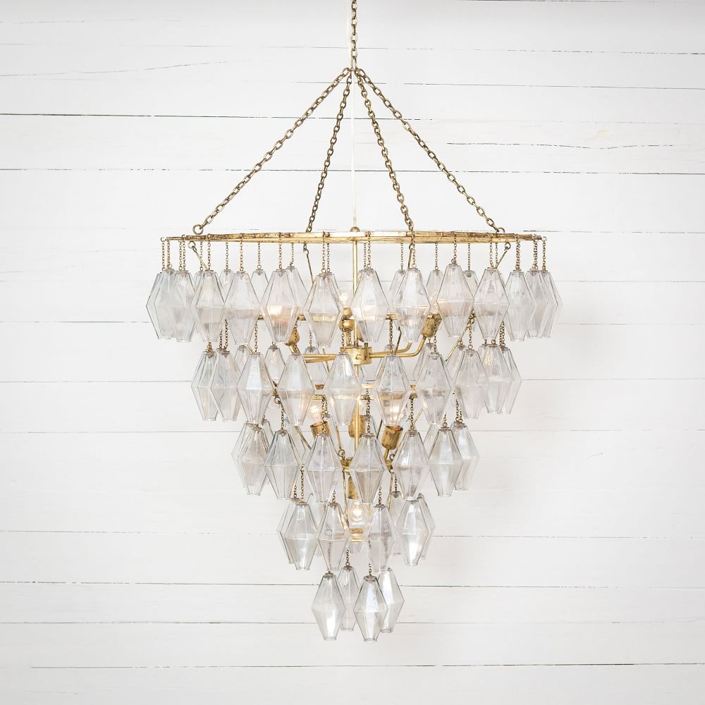 Grand Waterfall Chandelier - Round, Gold Leaf - Image 0
