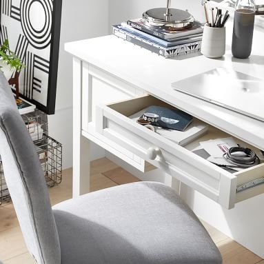 Beadboard Small Space Smart Storage Desk, Simply White - Image 3