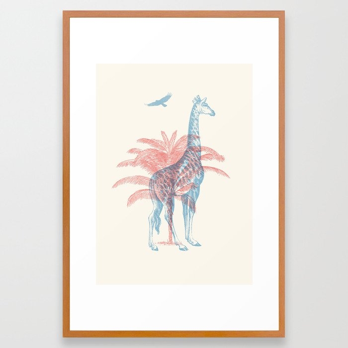 Giraffe - Where They Belong Framed Art Print by Florent Bodart / Speakerine - Conservation Pecan - LARGE (Gallery)-26x38 - Image 0