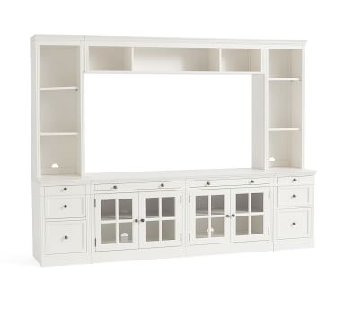 Livingston 7-Piece Entertainment Center with Glass Cabinets, Montauk White, 140" - Image 2