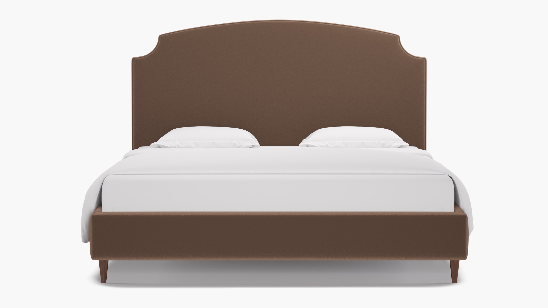 Cove Bed, Mink Performance Plush Velvet, Walnut Square Tapered Leg, King - Image 0