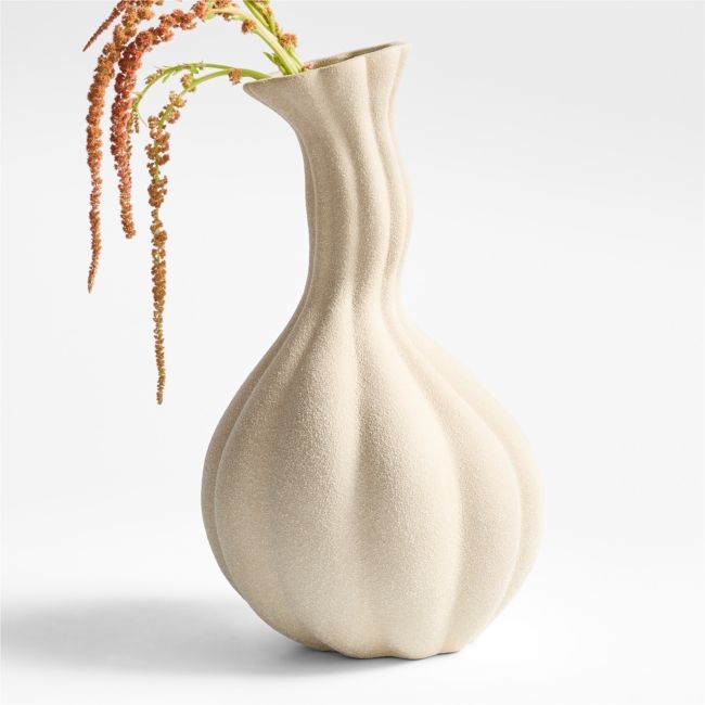 Gourdgeous Medium Cream Earthenware Vase 16" - Image 0