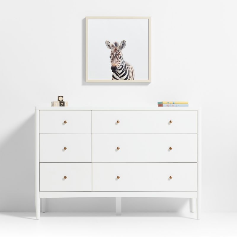 Baby Zebra Maple Wood Framed Wall Art Print - Image 1