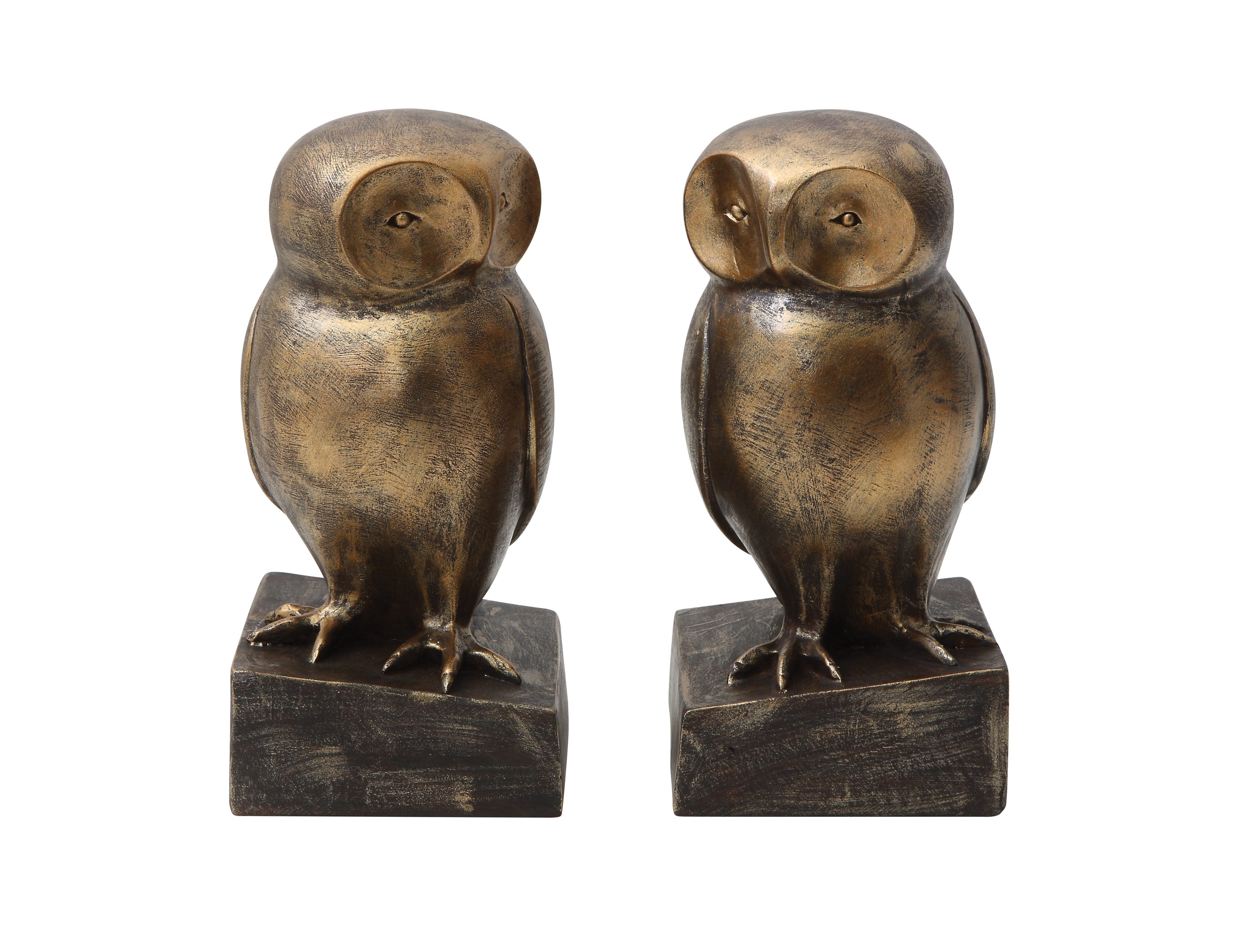 Resin Owl Shaped Bookends, Bronze Finish, Set of 2 - Image 0