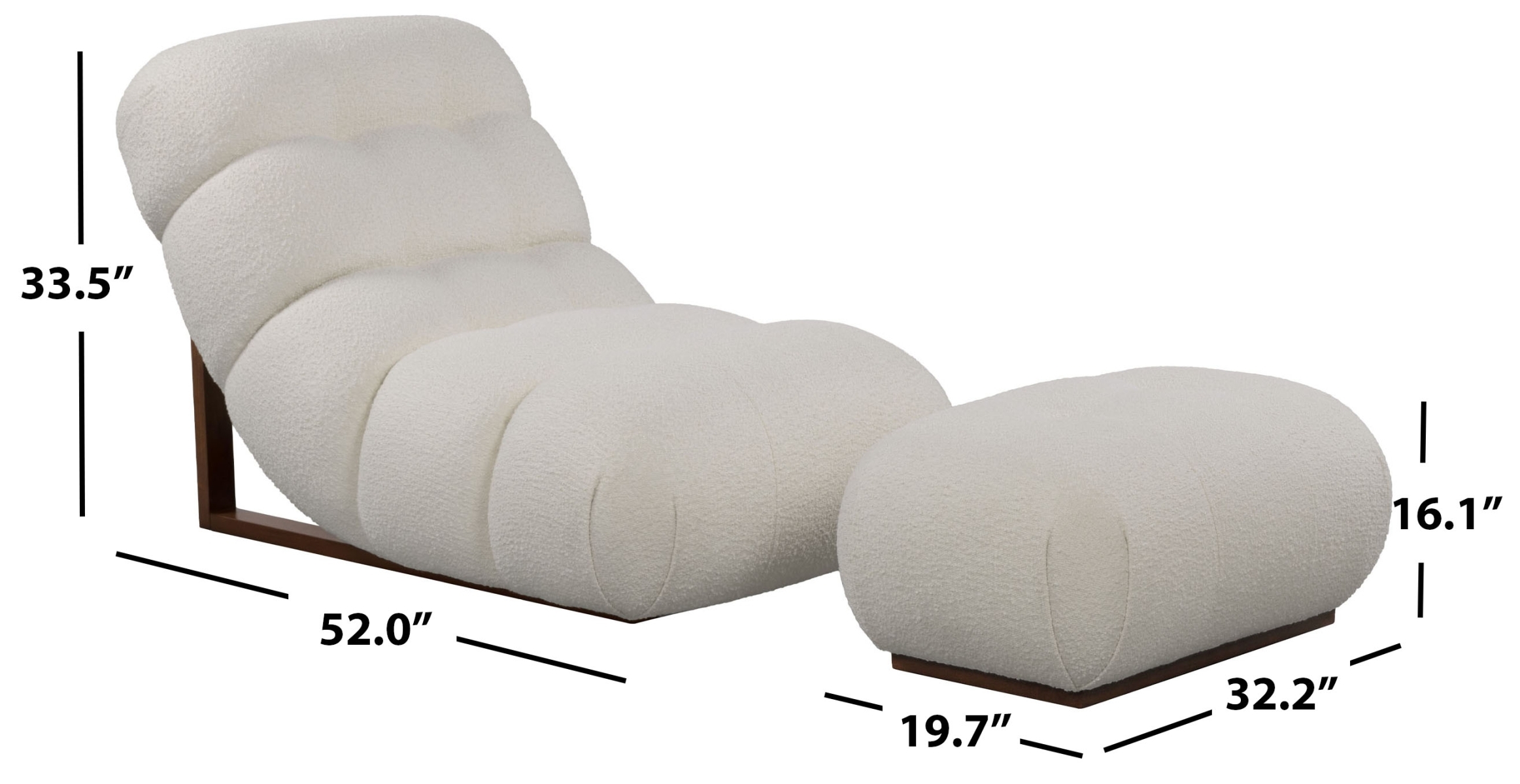 Fenix Lounge Chair & Ottoman Set - Ivory/Dark Brown - Image 4