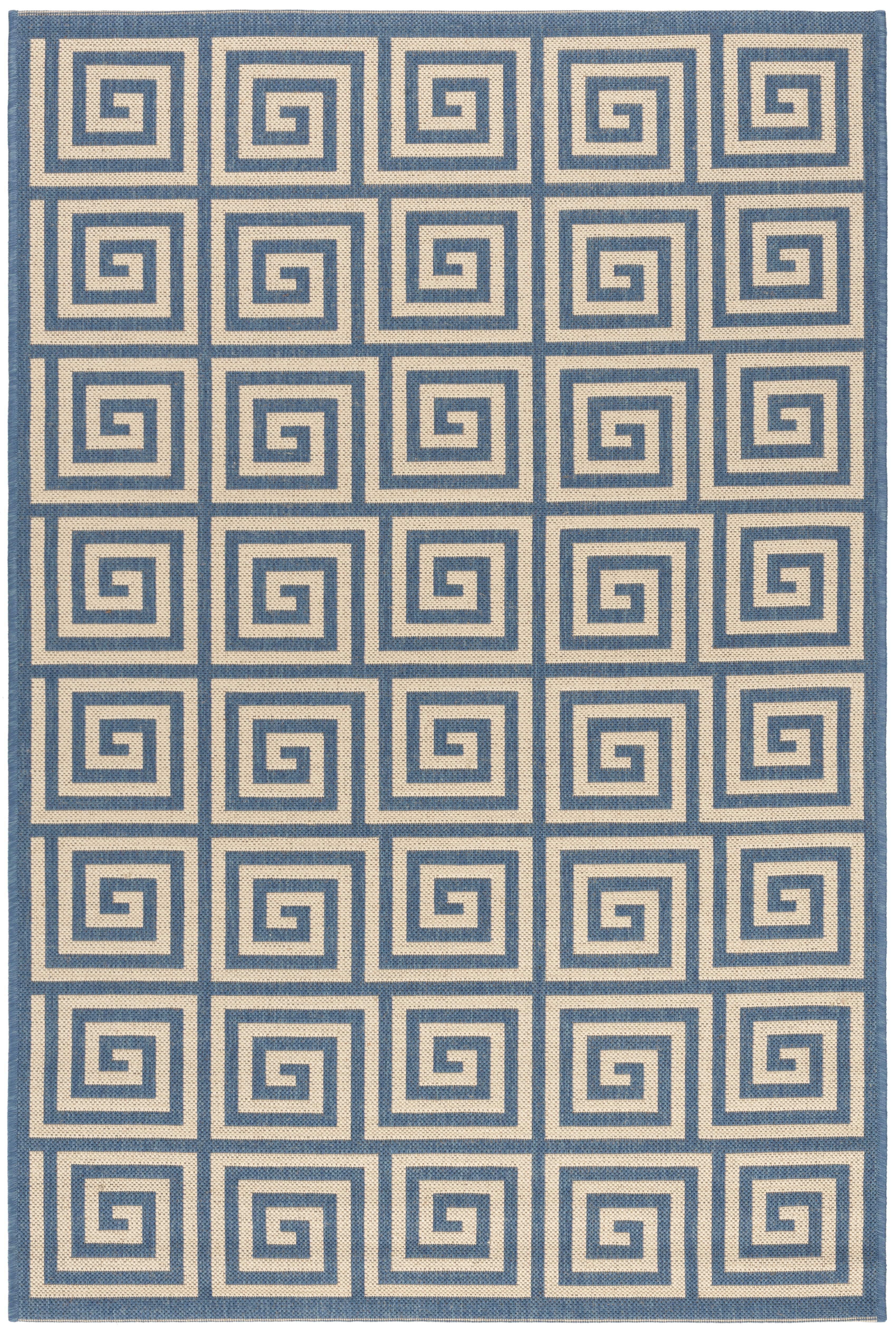 Arlo Home Indoor/Outdoor Woven Area Rug, LND129N, Cream/Blue,  4' X 6' - Image 0