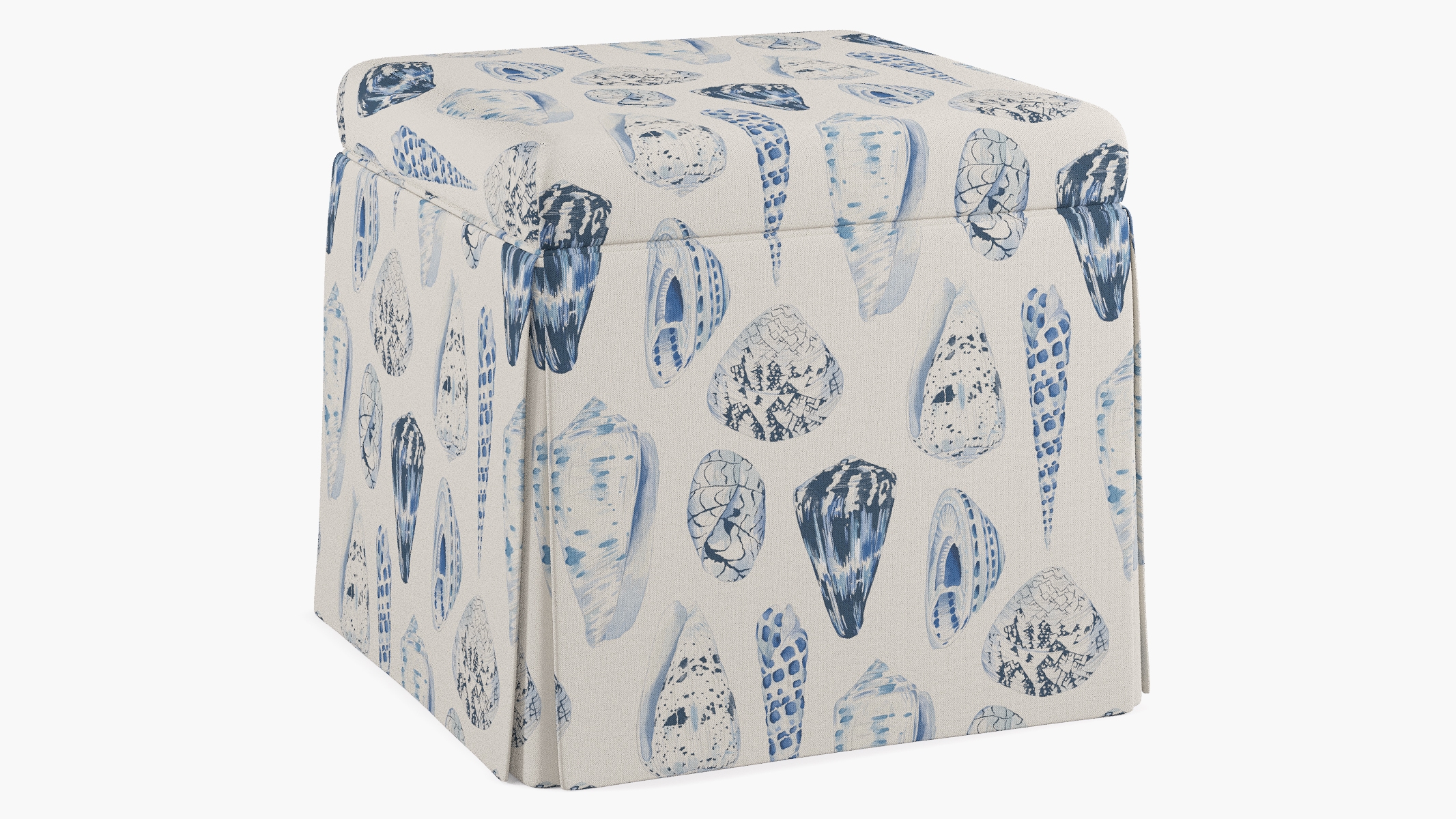 Skirted Storage Ottoman, Porcelain Coquina - Image 1