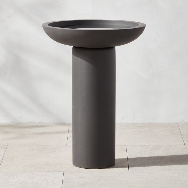 Flatform Charcoal Cement Birdbath - Image 0