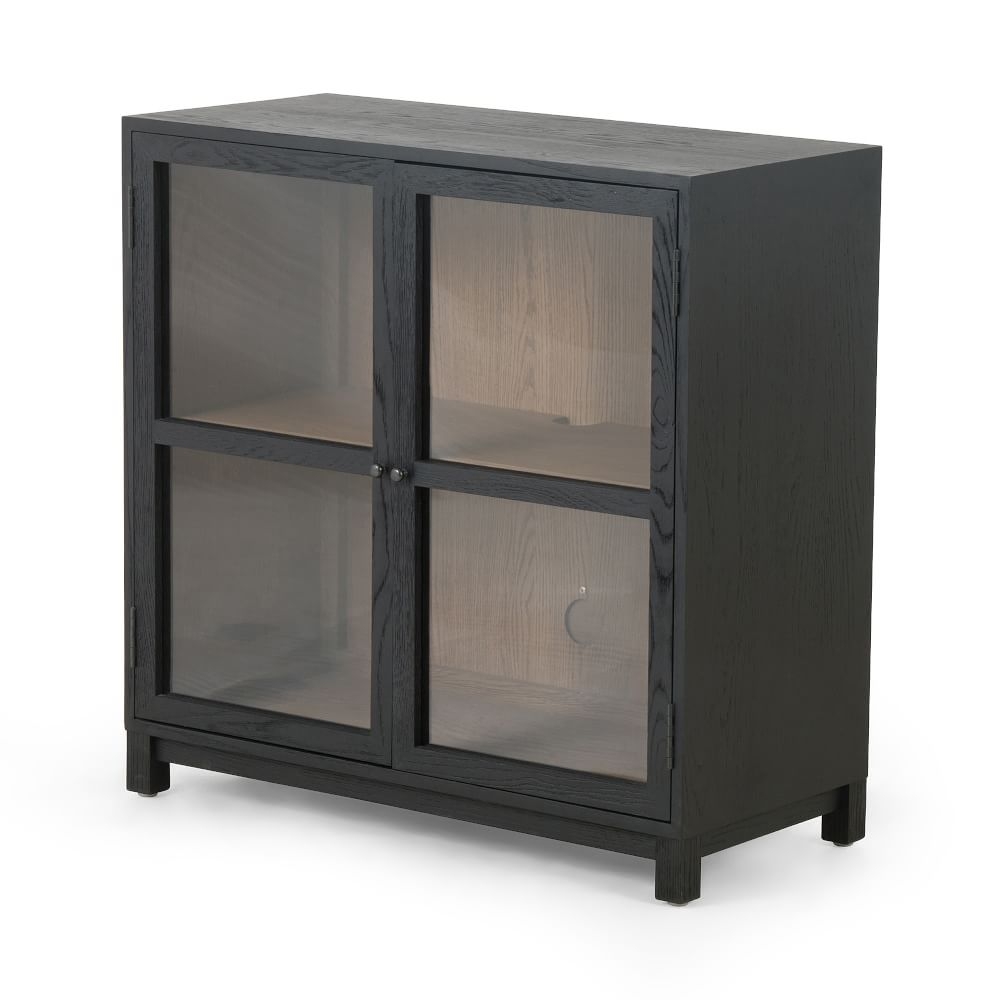 Drifted Oak & Glass Small Cabinet, Small, Drifted Black - Image 0