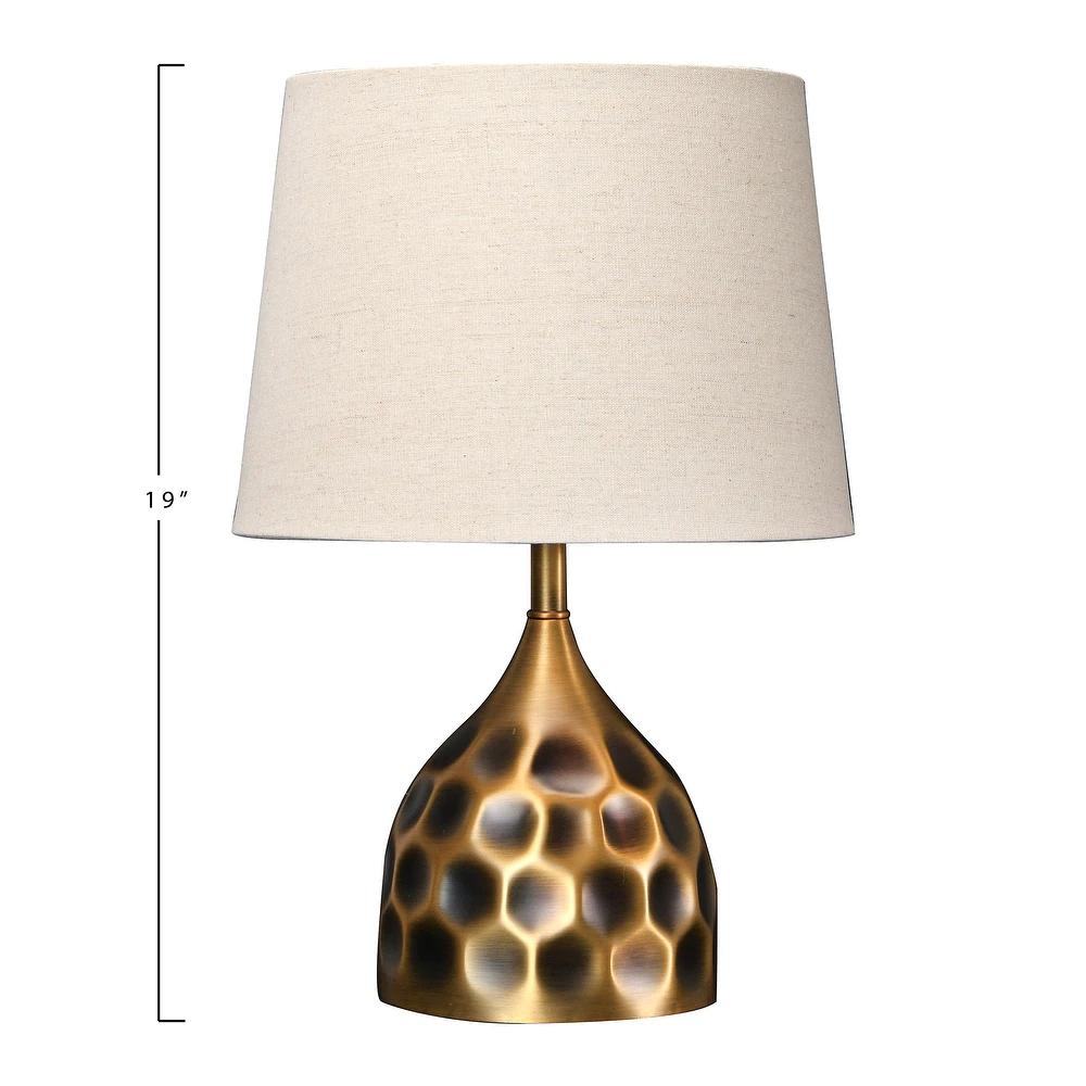 19" Hammered Brass Table Lamps, Set of 2 - Image 1