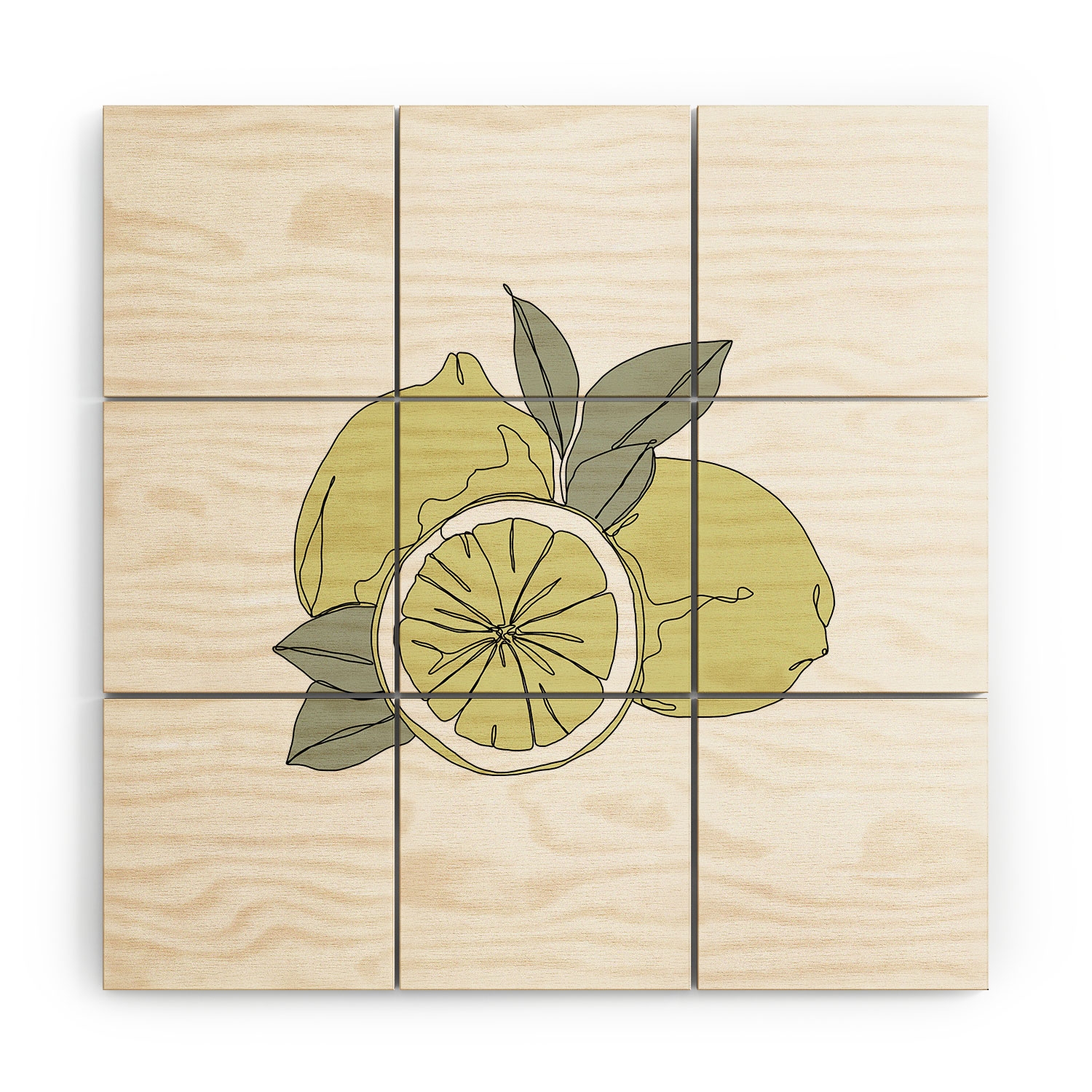Lemons Artwork by The Colour Study - Wood Wall Mural3' X 3' (Nine 12" Wood Squares) - Image 0