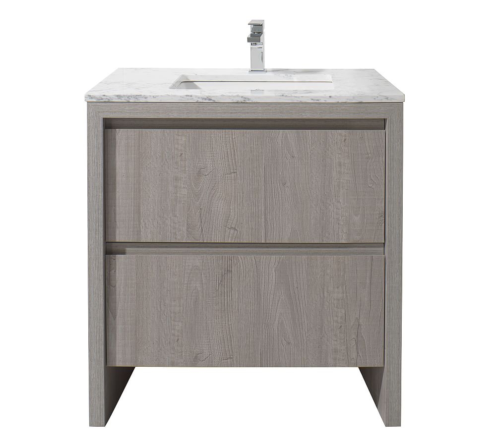 Liland 31" Single Sink Vanity, Gray/Marble - Image 0