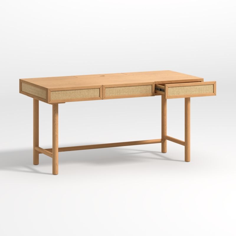 Emmer 60" Oak Desk with Outlet - Image 4