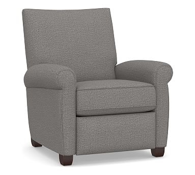 Grayson Roll Arm Upholstered Recliner, Polyester Wrapped Cushions, Performance Chateau Basketweave Blue - Image 0