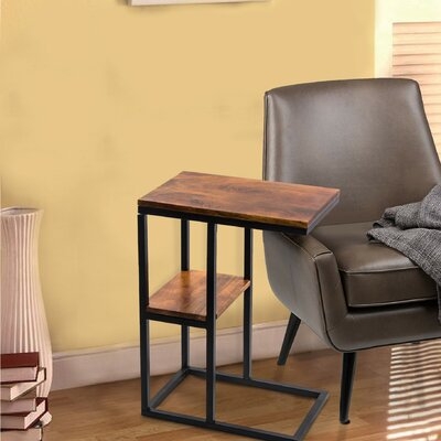 Connersville Iron Framed Mango Wood End Table with Storage - Image 0
