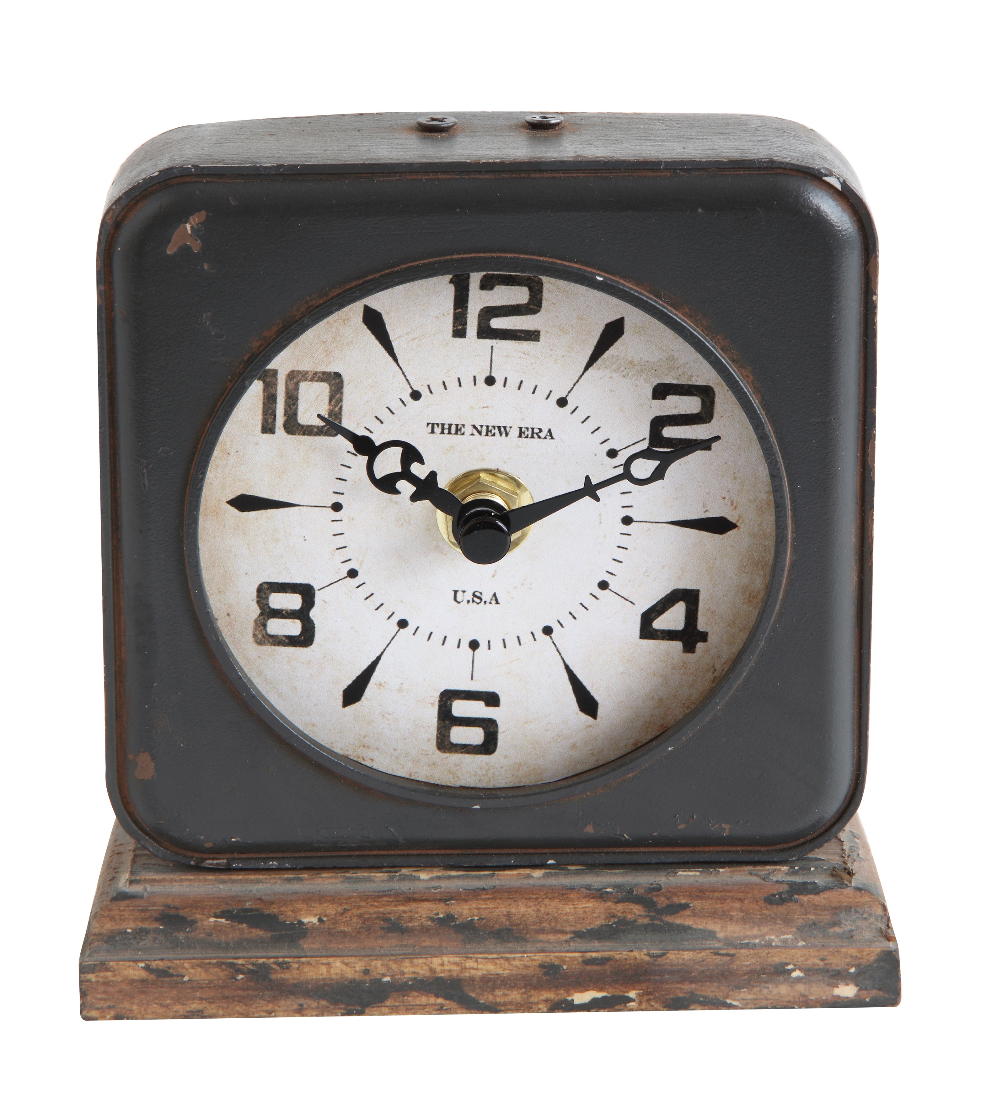 Pewter Clock with Distressed Ivory Face - Image 0