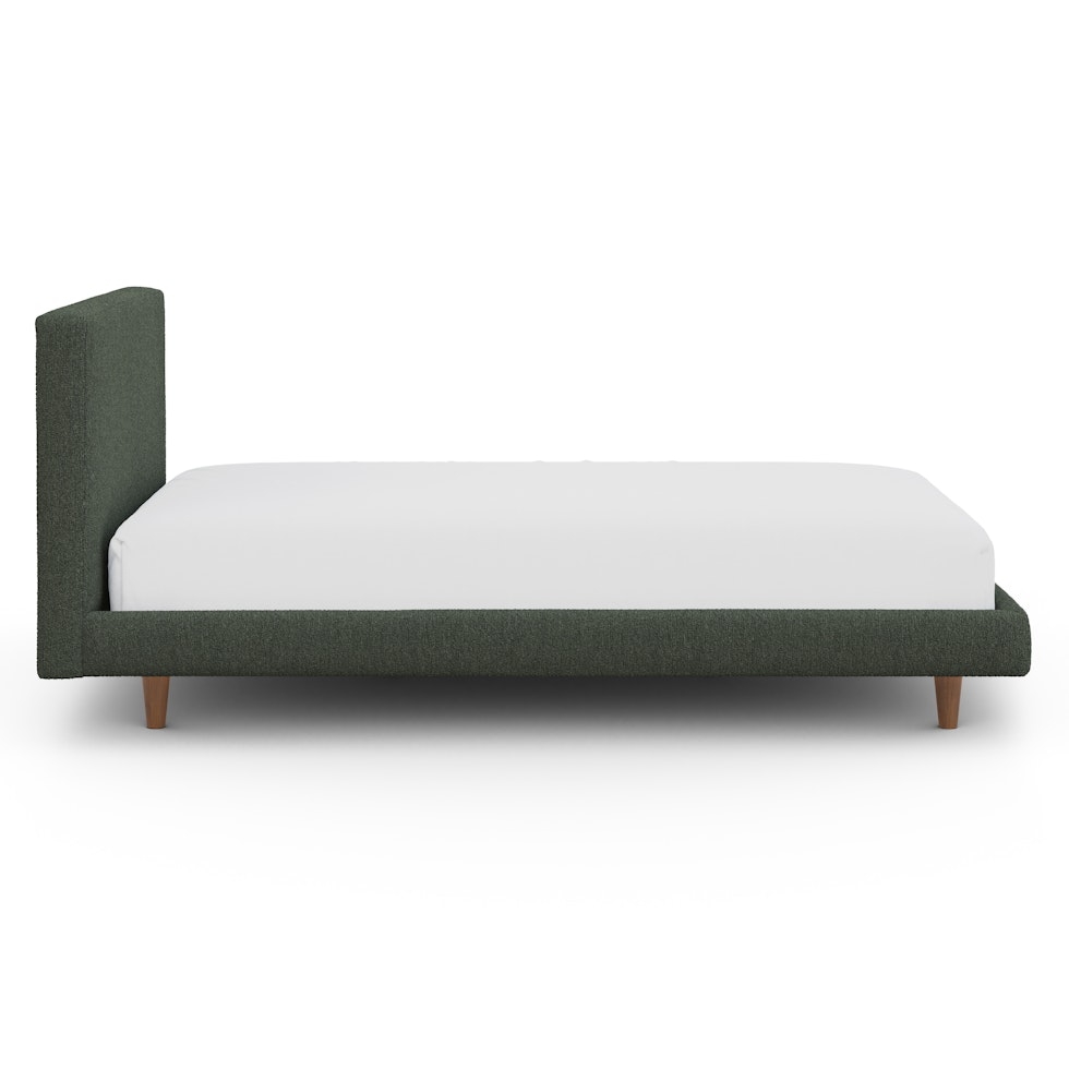Tessu Twin Low Profile Upholstered Bed - Green Wool Bouclé - Image 2