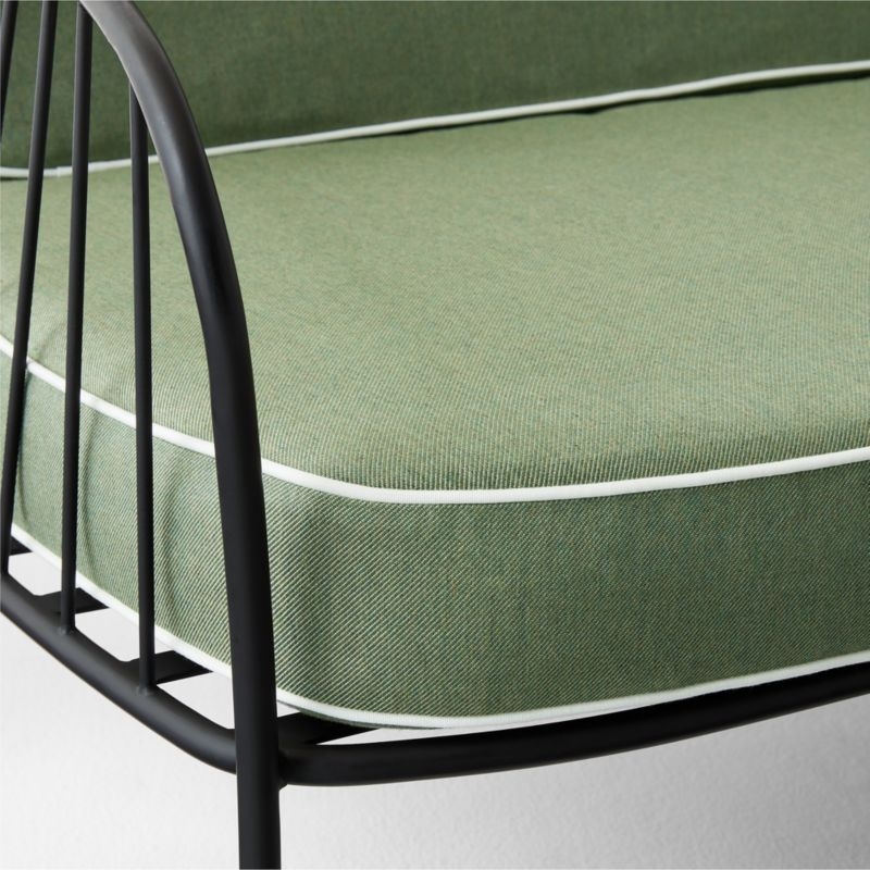 Welling Black Metal Outdoor Lounge Chair with Green Sunbrella® Cushions - Image 1