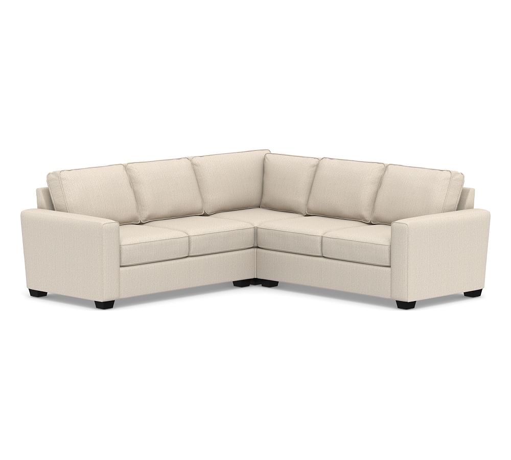 SoMa Fremont Square Arm Upholstered 3-Piece L-Shaped Corner Sectional, Polyester Wrapped Cushions, Sunbrella(R) Performance Herringbone Oatmeal - Image 0