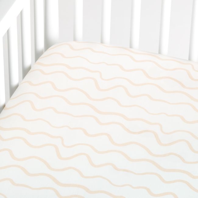 Organic Imperfect Stripe Crib Fitted Light Peach Sheet - Image 0