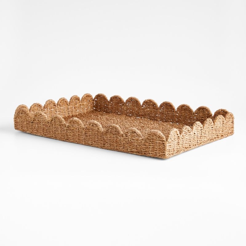 Scallop Natural Woven Fiber Tray - Image 1