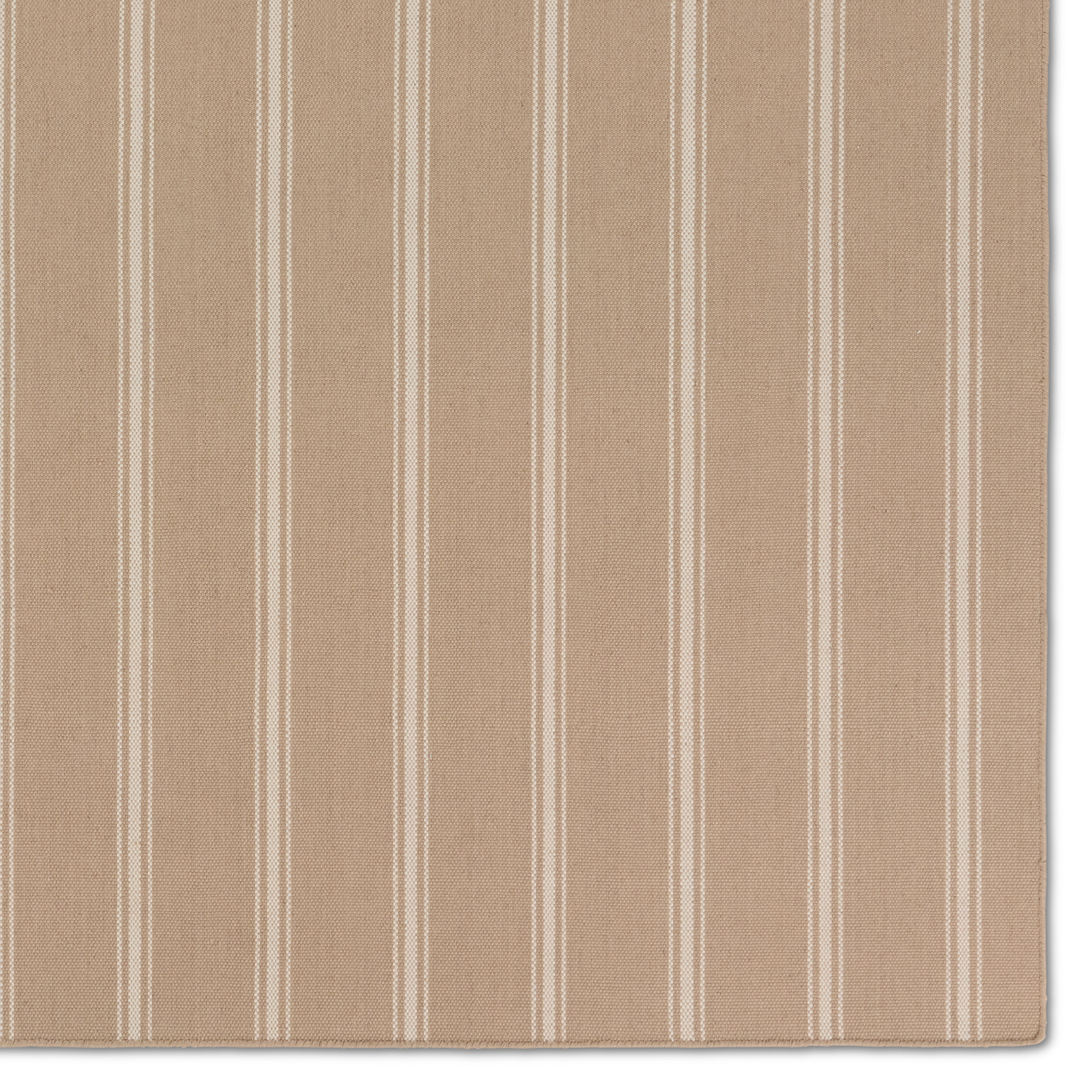 Barclay Butera by Memento Handmade Indoor/Outdoor Striped Beige/ Ivory Area Rug (18"X18") - Image 3
