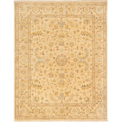 One-of-a-Kind Kamen Hand-Knotted 2010s Ushak Beige 8'2" x 10'5" Wool Area Rug - Image 0