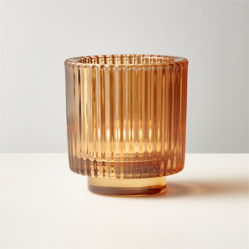 Ezra Amber Glass Tealight Candle Holder - Image 1