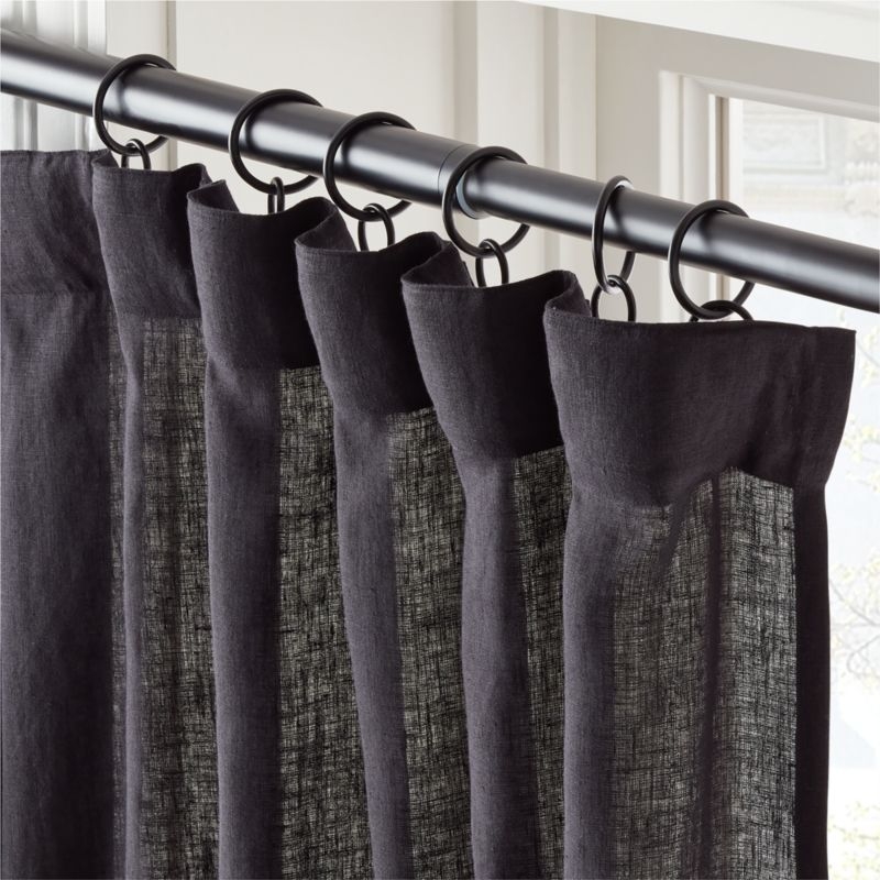 EUROPEAN FLAX™-Certified Linen Black Window Curtain Panel 48''x120" - Image 1