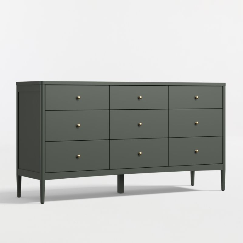 Hampshire 64" Olive Green Extra Wide 9-Drawer Kids Dresser - Image 2
