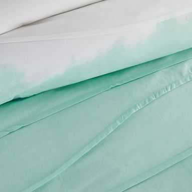 Kelly Slater Ombre Pleated Organic Duvet Cover, Full/Queen, Pool - Image 1