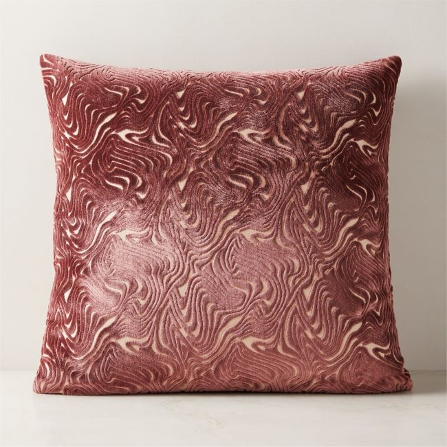 Maro Smoked Mauve Cut Viscose Throw Pillow Cover 23"x23" - Image 0