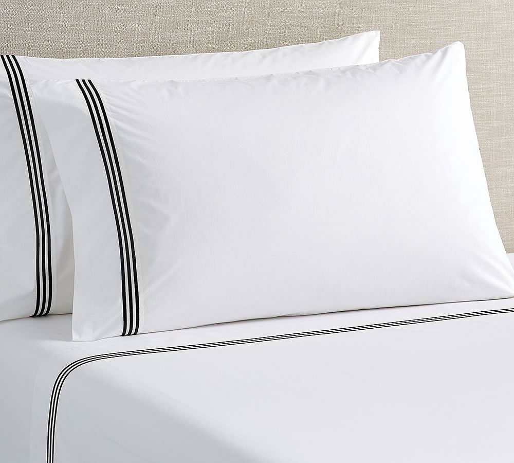 Grand Organic Percale Sheet Set Queen Black, Queen, Black - Image 0