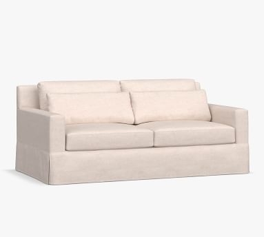 York Square Arm Slipcovered Deep Seat Loveseat 72" 2x2, Down Blend Wrapped Cushions, Performance Twill Warm White - Image 4