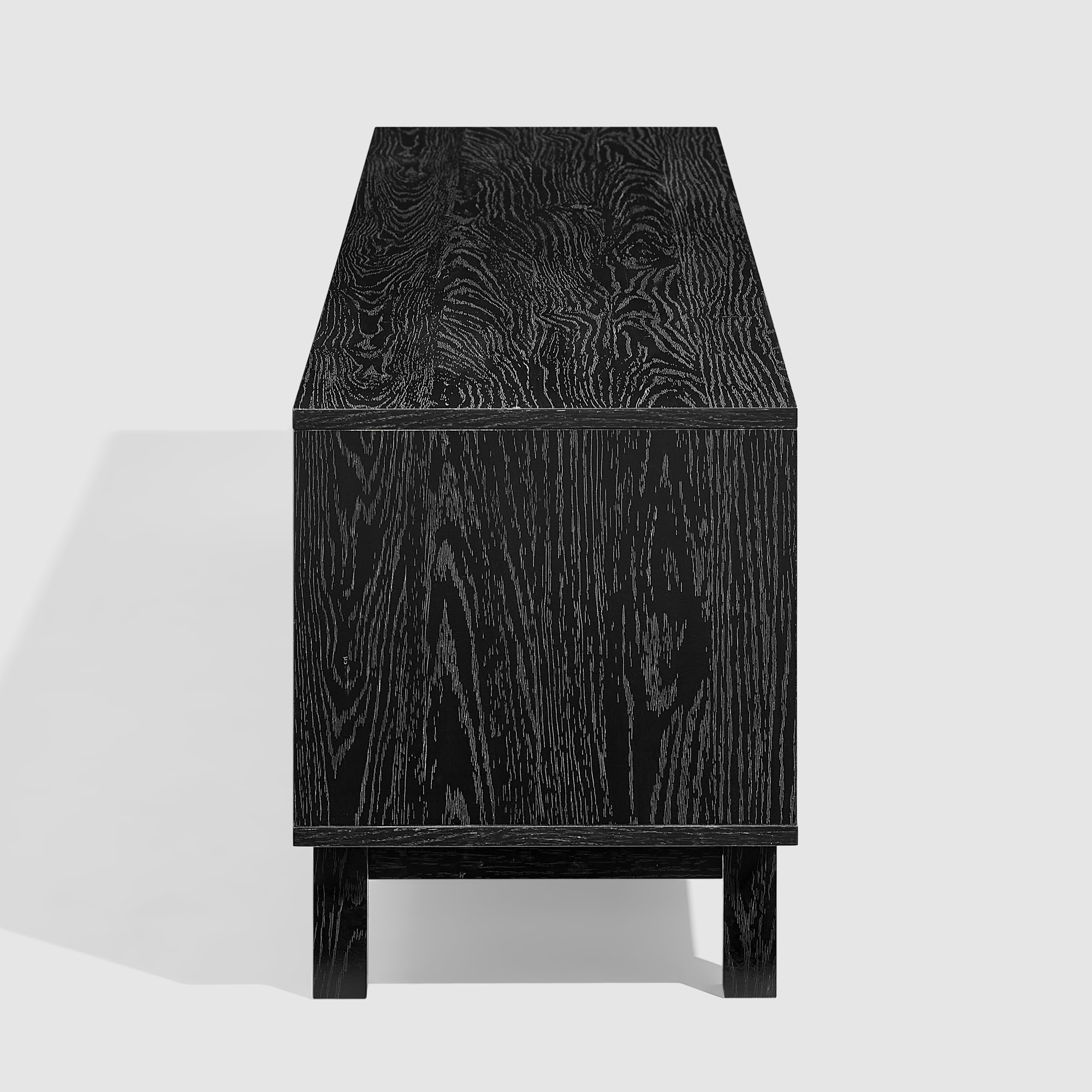 70" 2-Door with Rattan TV Stand - Black - Image 4