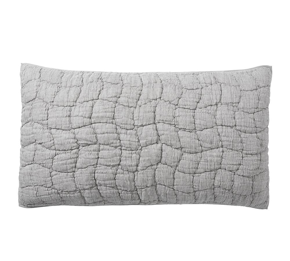 Cloud Handcrafted Cotton/Linen Quilted Sham, King, Gray - Image 0