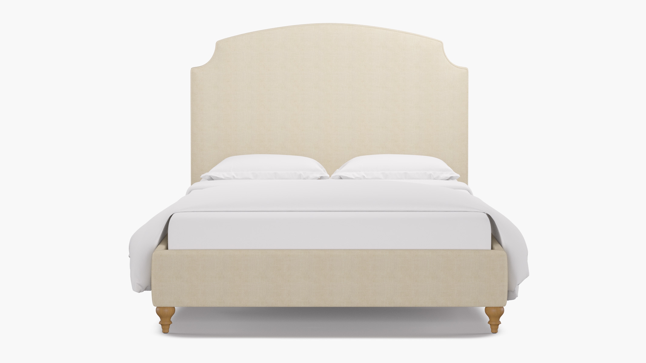 Cove Bed, Talc Everyday Linen, Natural Traditional Turned Leg, Queen - Image 0