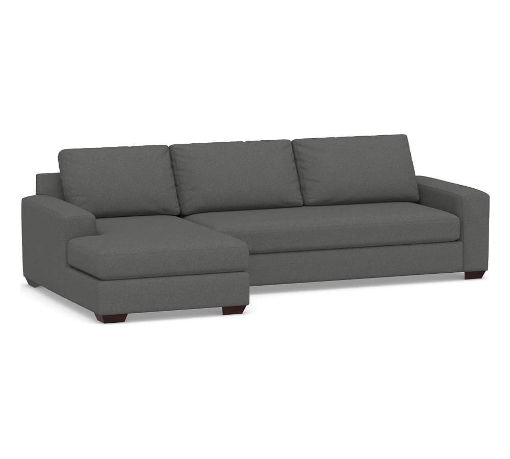 Big Sur Square Arm Upholstered Right Arm Sofa with Chaise Sectional and Bench Cushion, Down Blend Wrapped Cushions, Park Weave Charcoal - Image 0