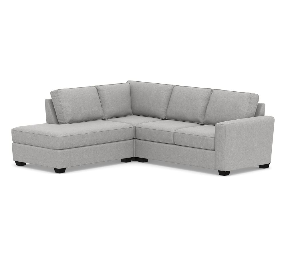 SoMa Fremont Square Arm Upholstered Right 3-Piece Bumper Sectional, Polyester Wrapped Cushions, Sunbrella(R) Performance Chenille Fog - Image 0
