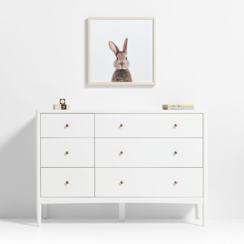 Baby Bunny Maple Wood Framed Wall Art Print - Image 1
