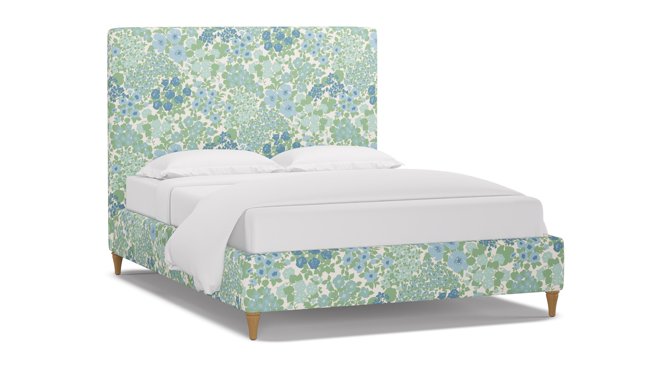 Classic Bed, Mist Million Flowers, Natural Decorative Tapered Leg, Queen - Image 1