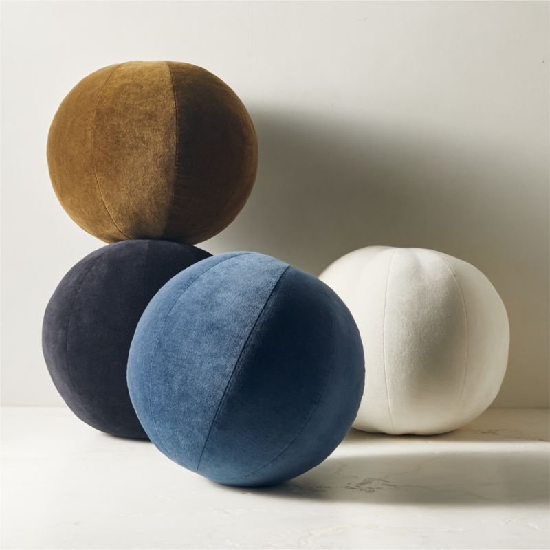 Terre Navy Blue Velvet Sphere Throw Pillow 12" - Image 2