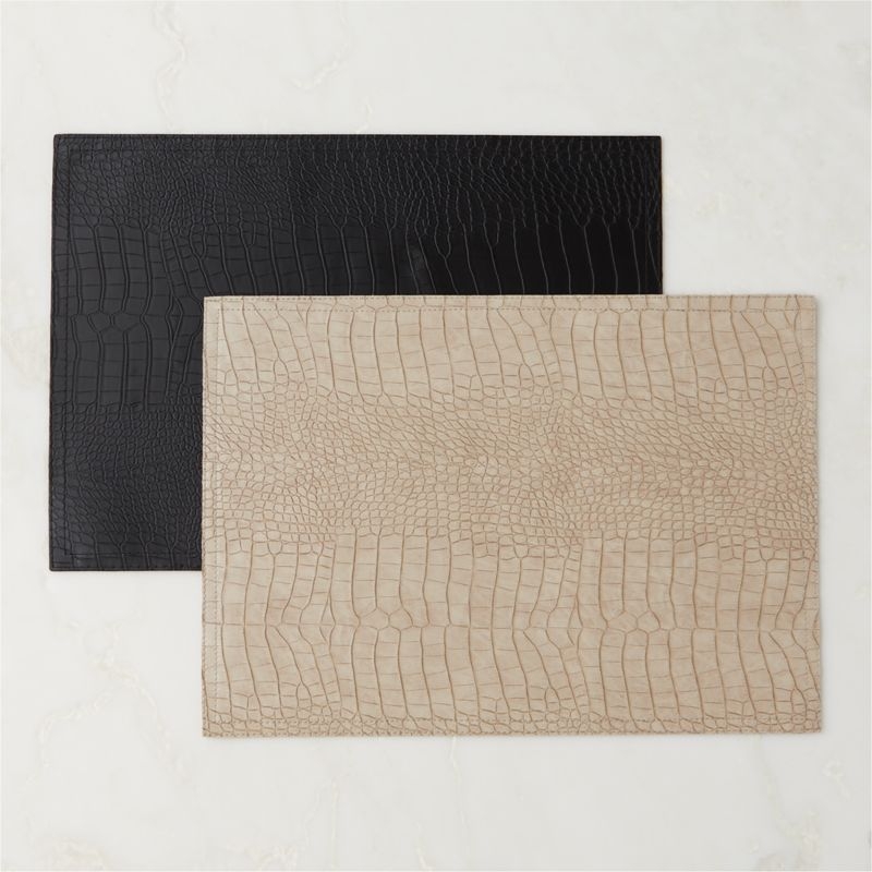 Black Faux Crocodile Leather Placemat - Image 3